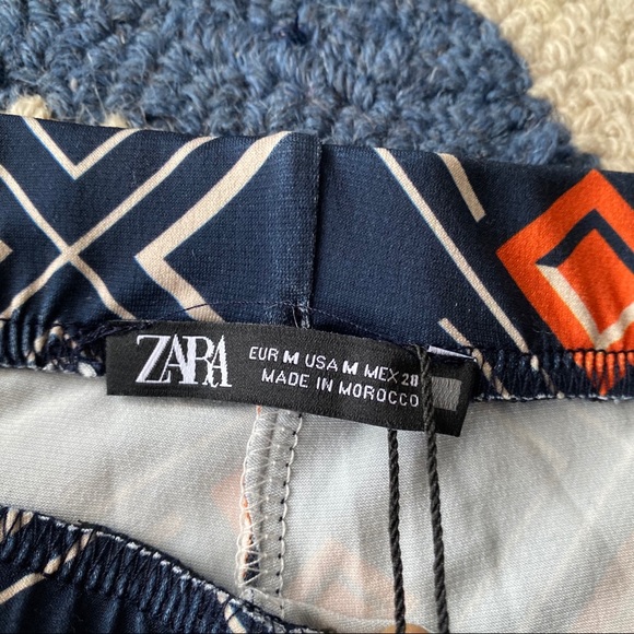 🔹 ZARA NAVY ORANGE GEOMETRIC PRINT HIGH WAIST LEGGINGS! - Picture 7 of 12